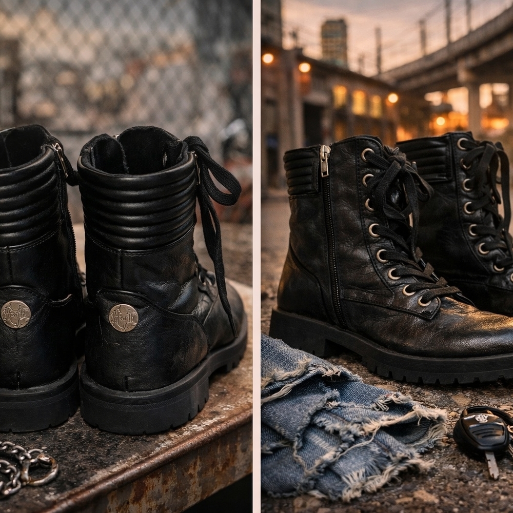 4Earth by Earth Origins Black Moto Combat Boots Women's Size 11 (Fits ~9)...